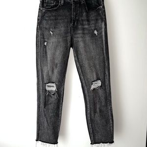 Boutique Straight-Leg Distressed Black Wash Jeans 7